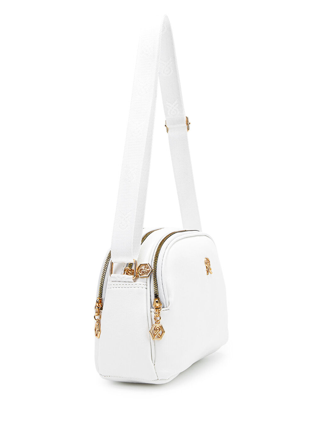Fermuarlı Çok Göz Willson Kadın Çapraz Çanta Beyaz-1