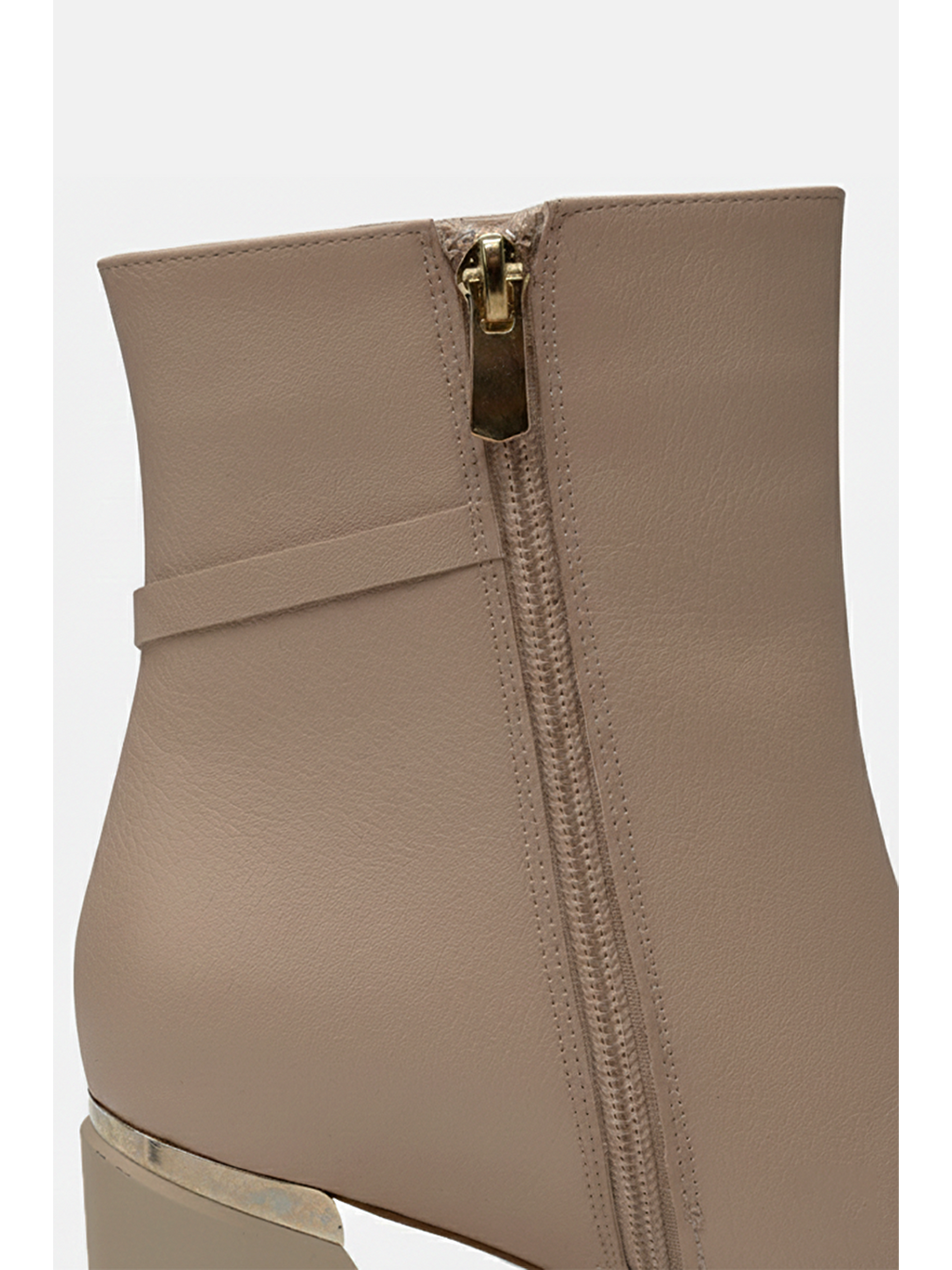 Kadın Bej Tokalı Topuk Detaylı Topuklu Bot-5