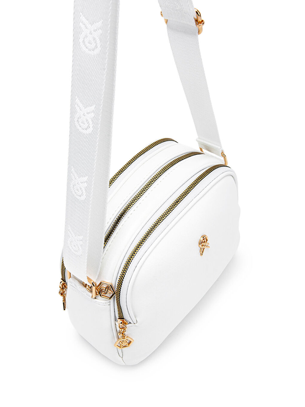 Fermuarlı Çok Göz Willson Kadın Çapraz Çanta Beyaz-3