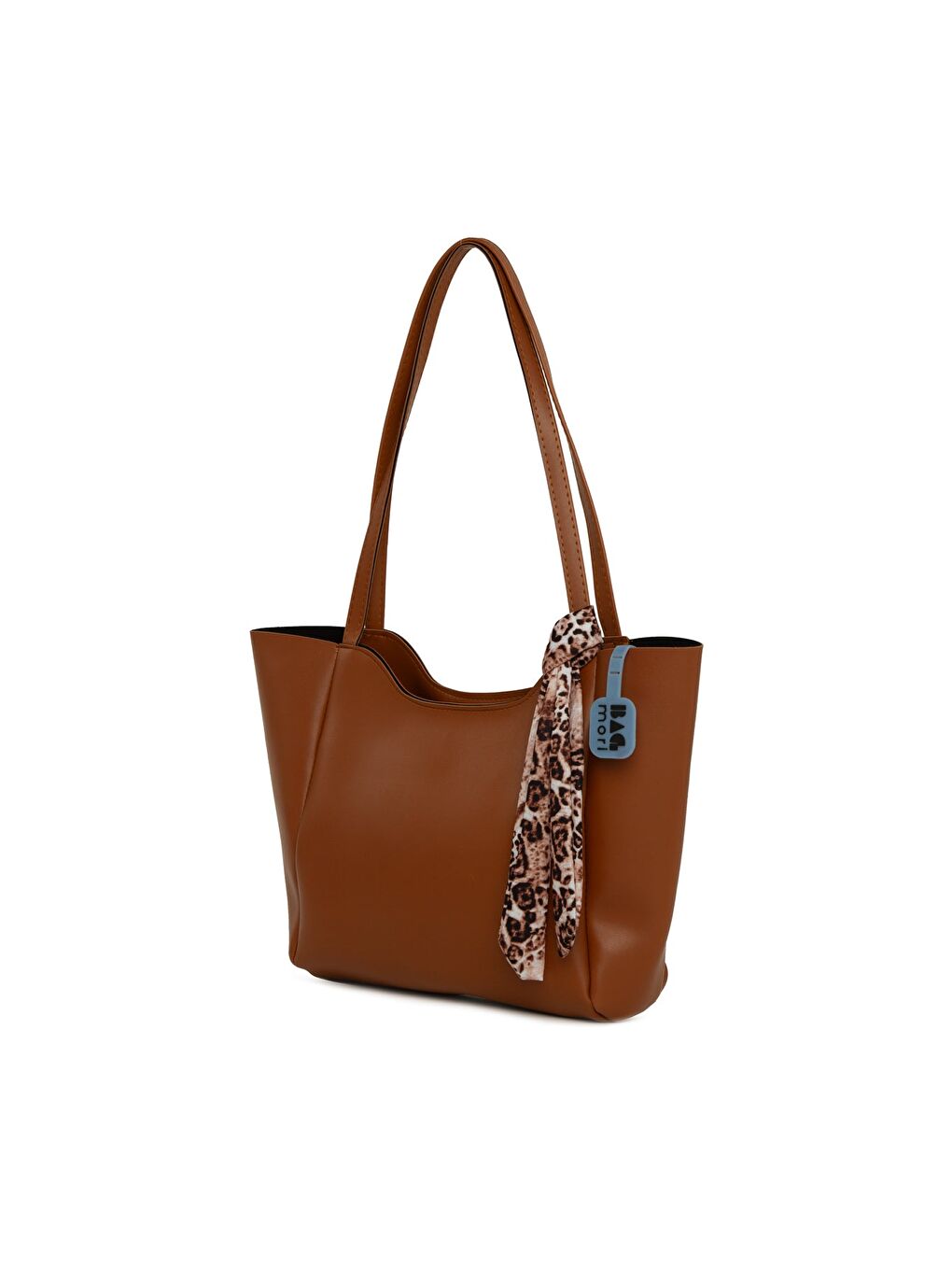 Kahverengi Oval Ağızlı Şallı Çanta-1