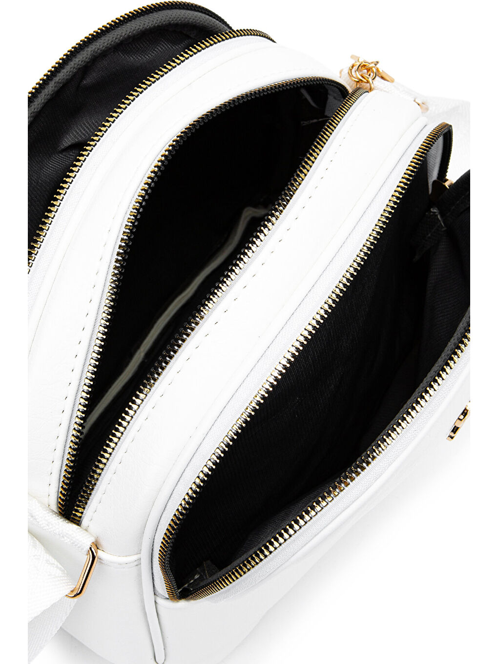 Fermuarlı Çok Göz Willson Kadın Çapraz Çanta Beyaz-4