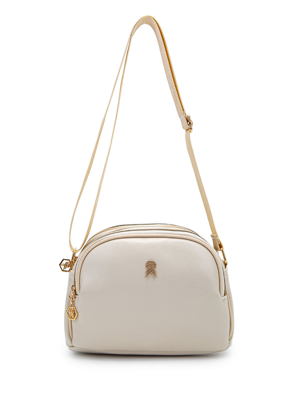 Ekru Fermuarlı Çok Göz Willson Kadın Çapraz Çanta Krem