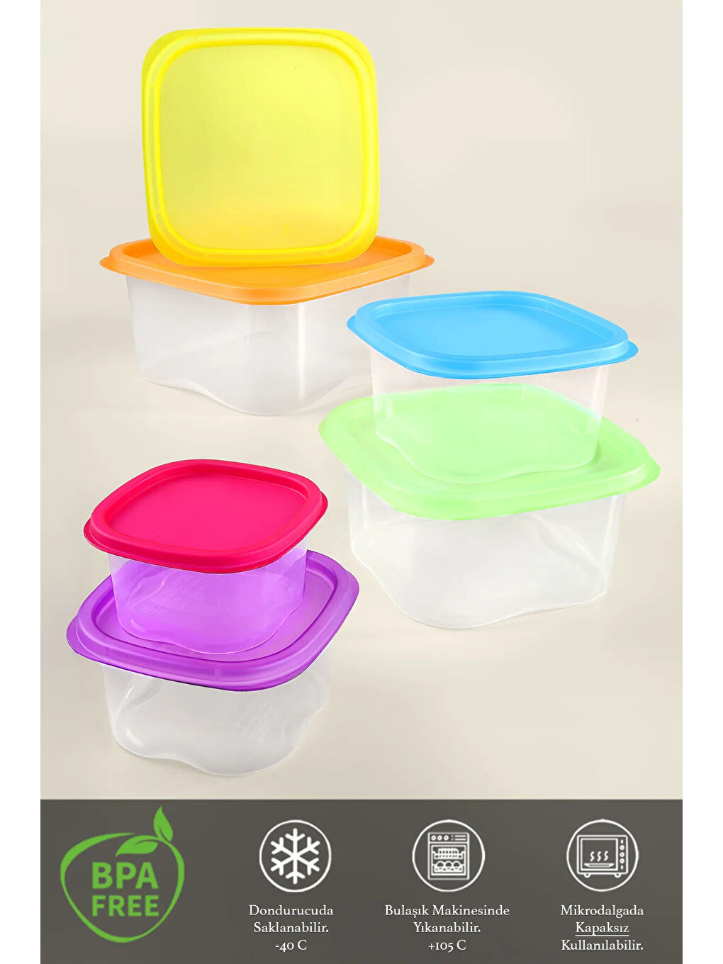 Karışık 12'li Kare Erzak Gıda Saklama Kabı Seti-2