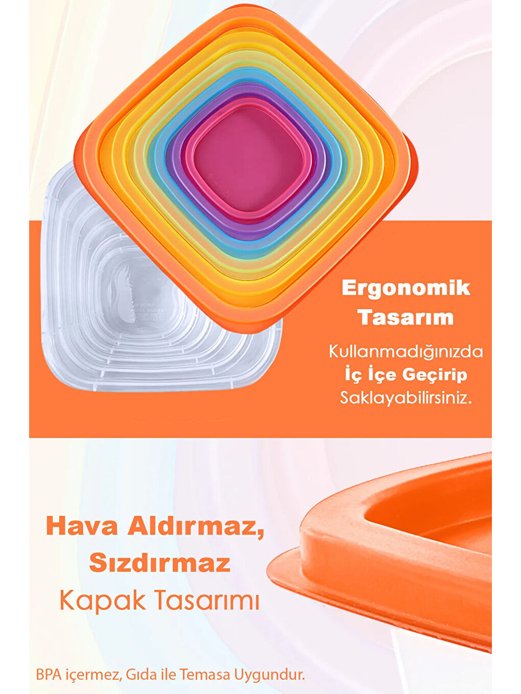 Karışık 12'li Kare Erzak Gıda Saklama Kabı Seti-4