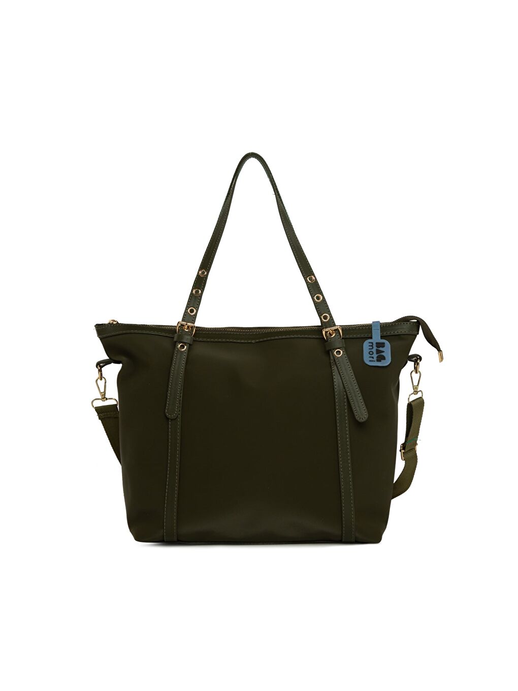 Haki Kemer Detaylı Saten Tote Çanta