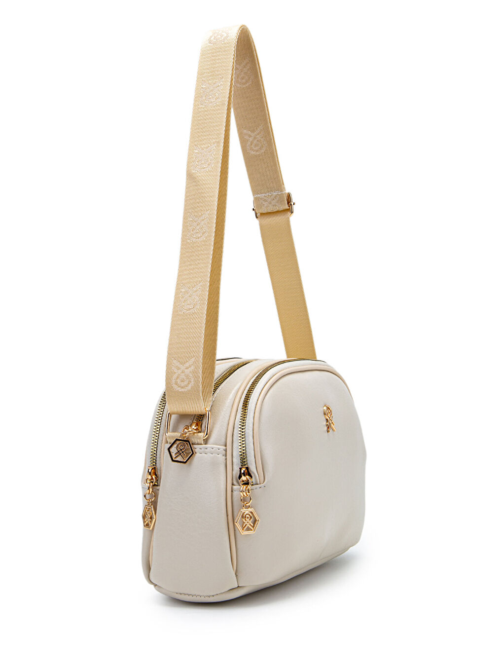 Ekru Fermuarlı Çok Göz Willson Kadın Çapraz Çanta Krem-1