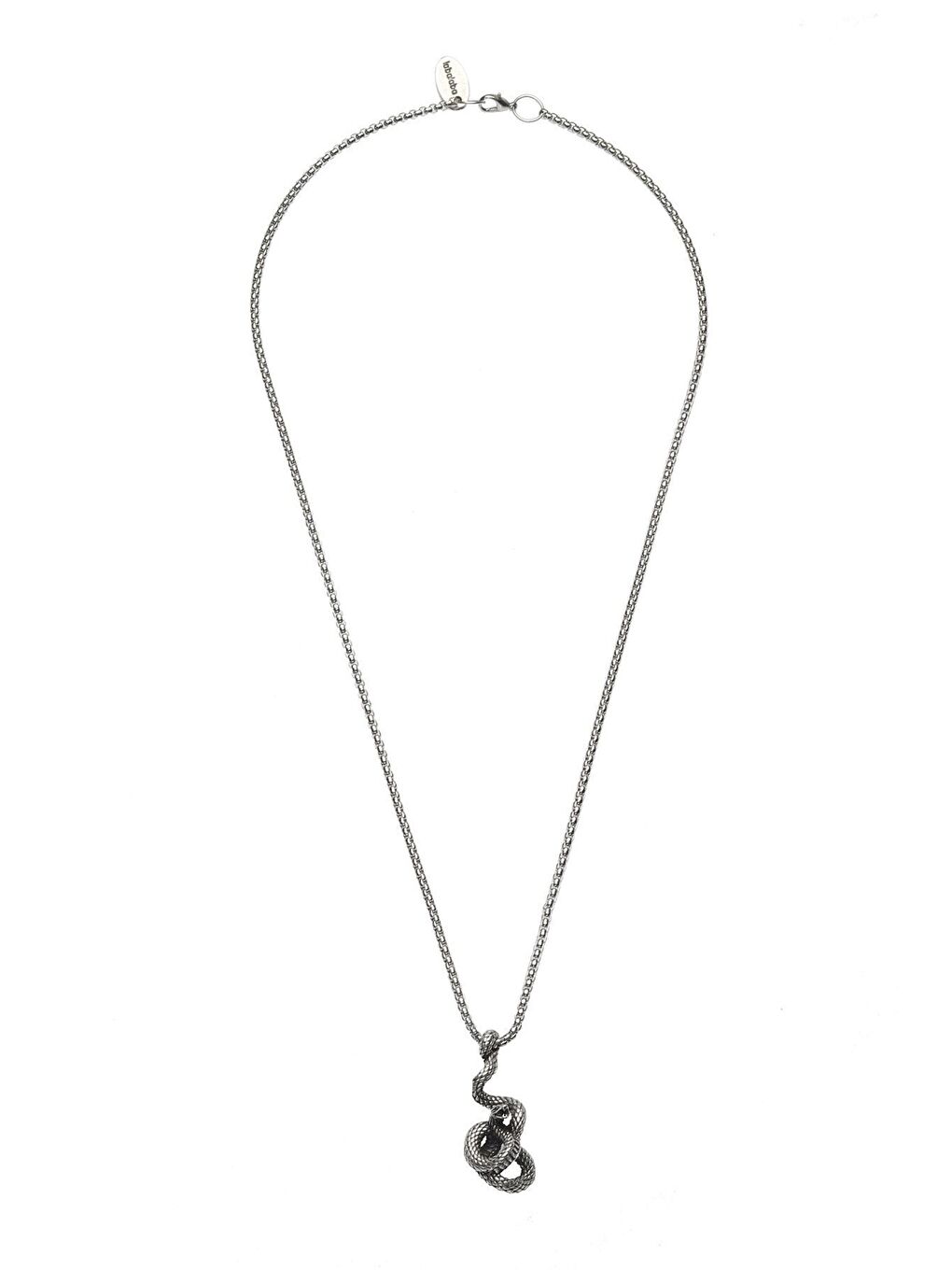 Gri Erkek Antik Gümüş Kaplama Yılan Figürlü Kolye