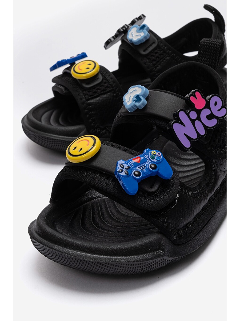 Unisex Çocuk Siyah Günlük Sandalet-1