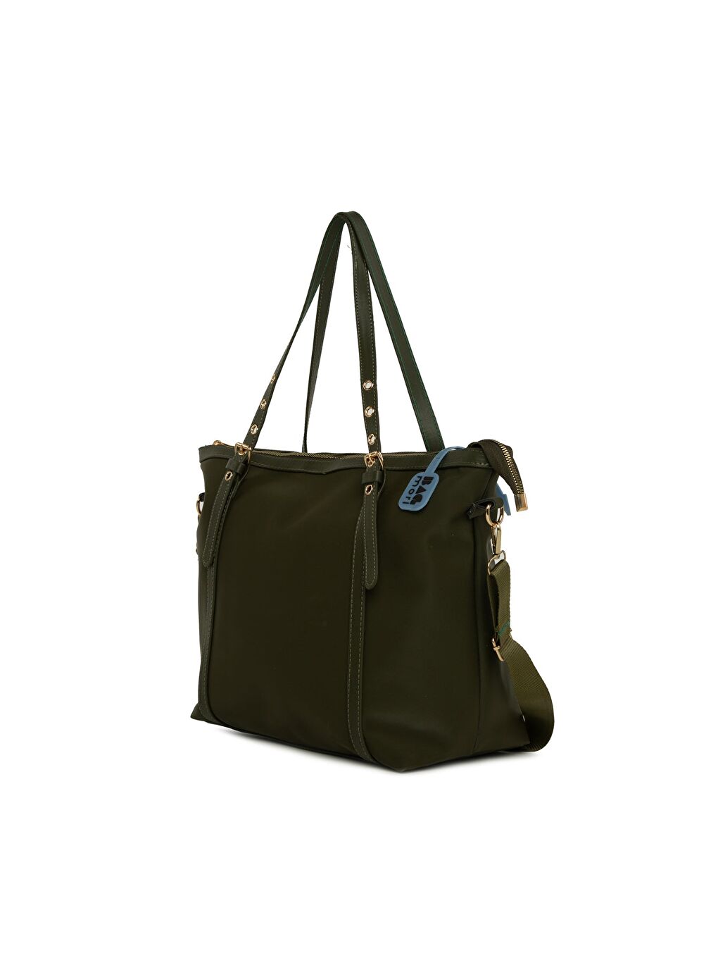 Haki Kemer Detaylı Saten Tote Çanta-1