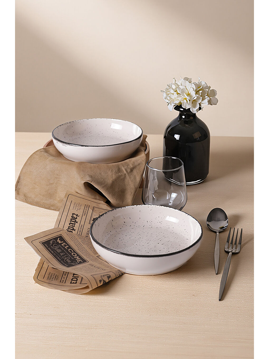 Ekru Krem Ephesus Yemek / Salata Tabağı 20 Cm 2 Adet
