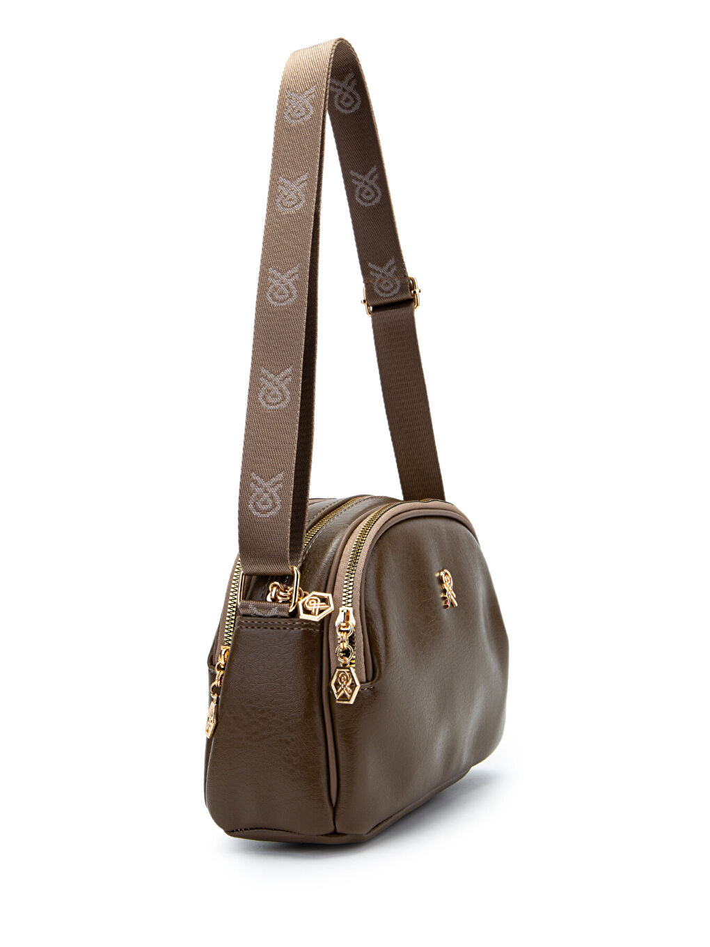 Bej Fermuarlı Çok Göz Willson Kadın Çapraz Çanta Vizon-1