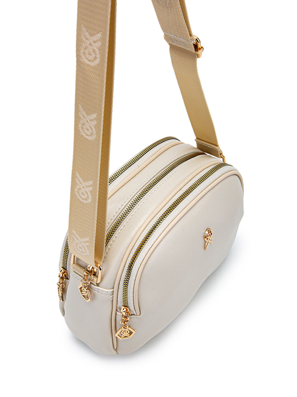 Ekru Fermuarlı Çok Göz Willson Kadın Çapraz Çanta Krem-3