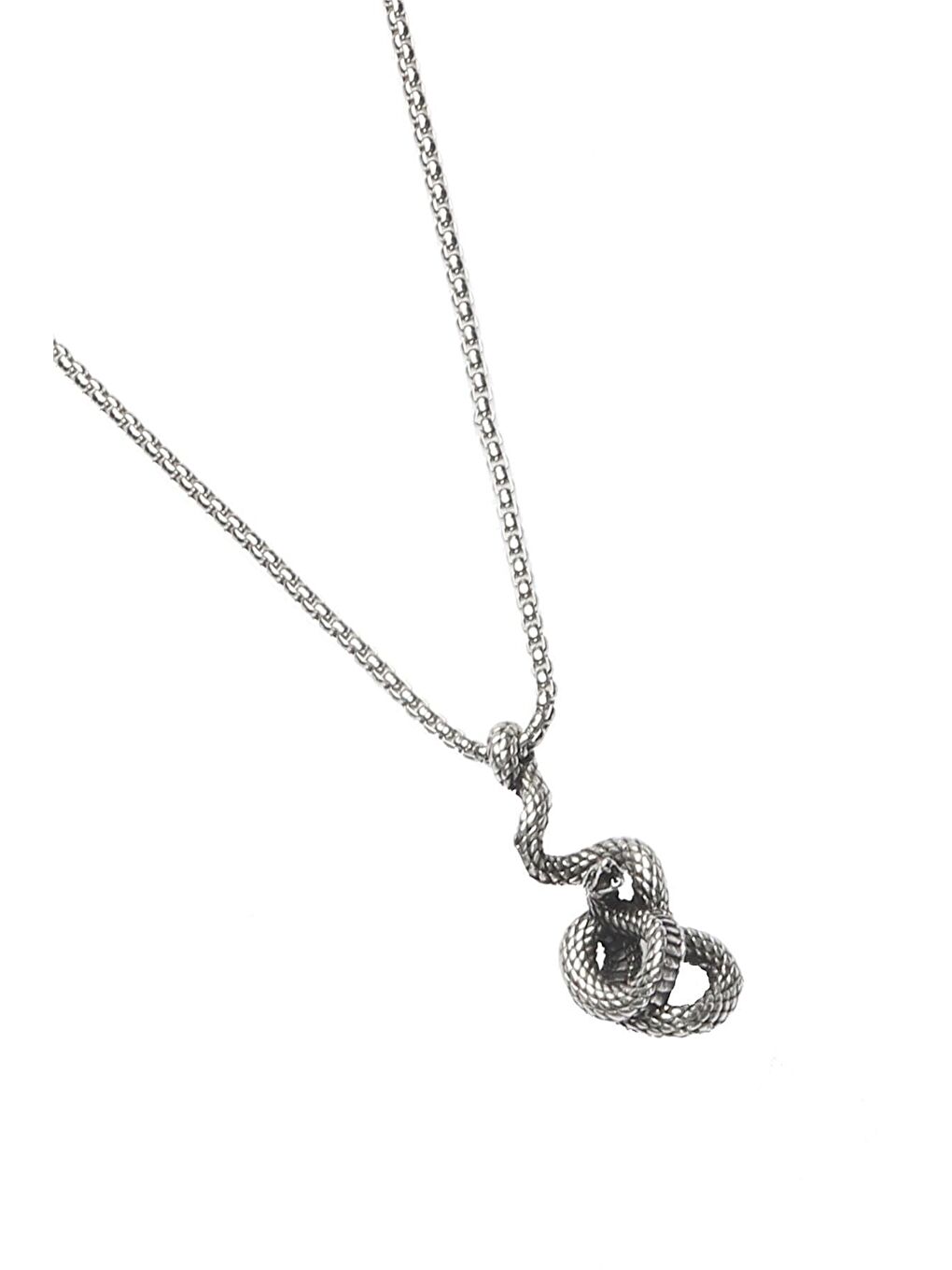 Gri Erkek Antik Gümüş Kaplama Yılan Figürlü Kolye-1