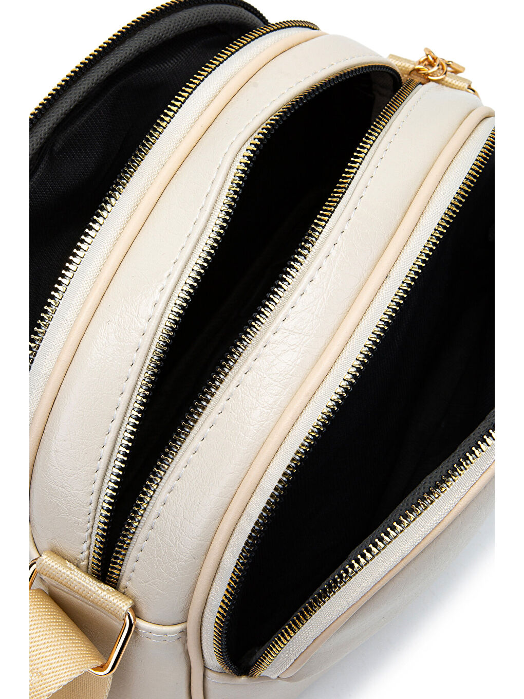 Ekru Fermuarlı Çok Göz Willson Kadın Çapraz Çanta Krem-4