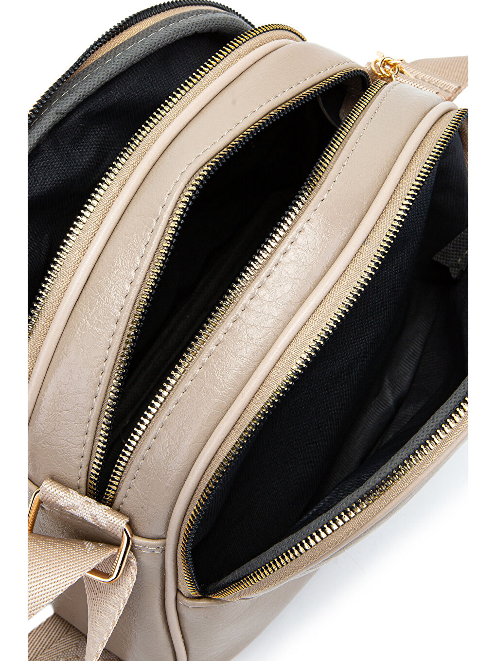 Fermuarlı Çok Göz Willson Kadın Çapraz Çanta Bej-4