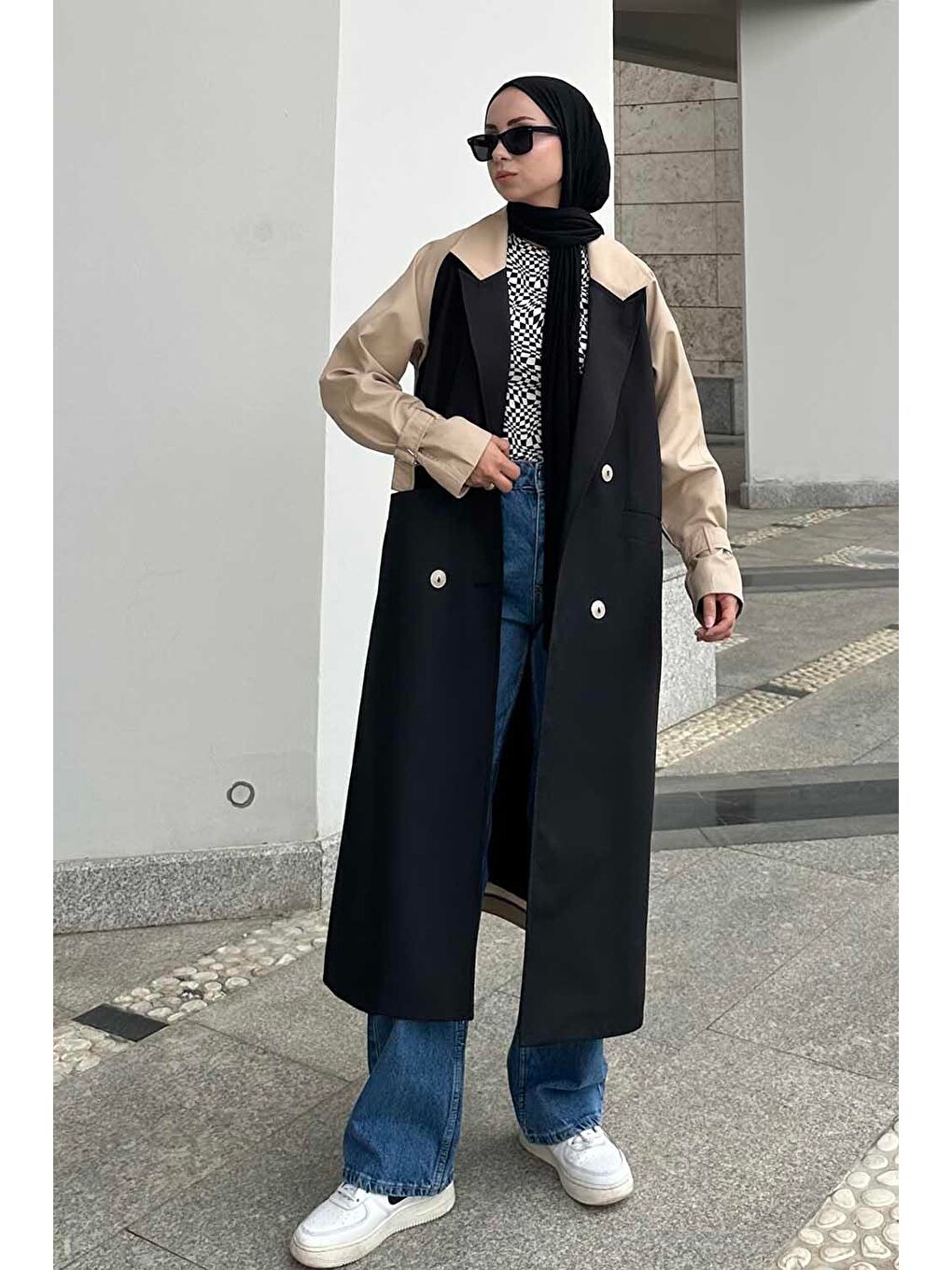 Retrica İki Renk Trençkot Bej-2