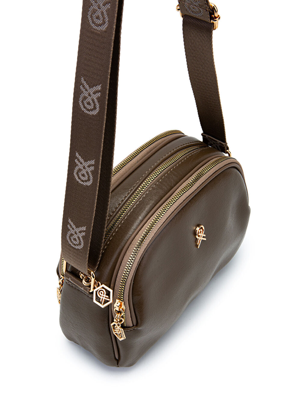 Bej Fermuarlı Çok Göz Willson Kadın Çapraz Çanta Vizon-3