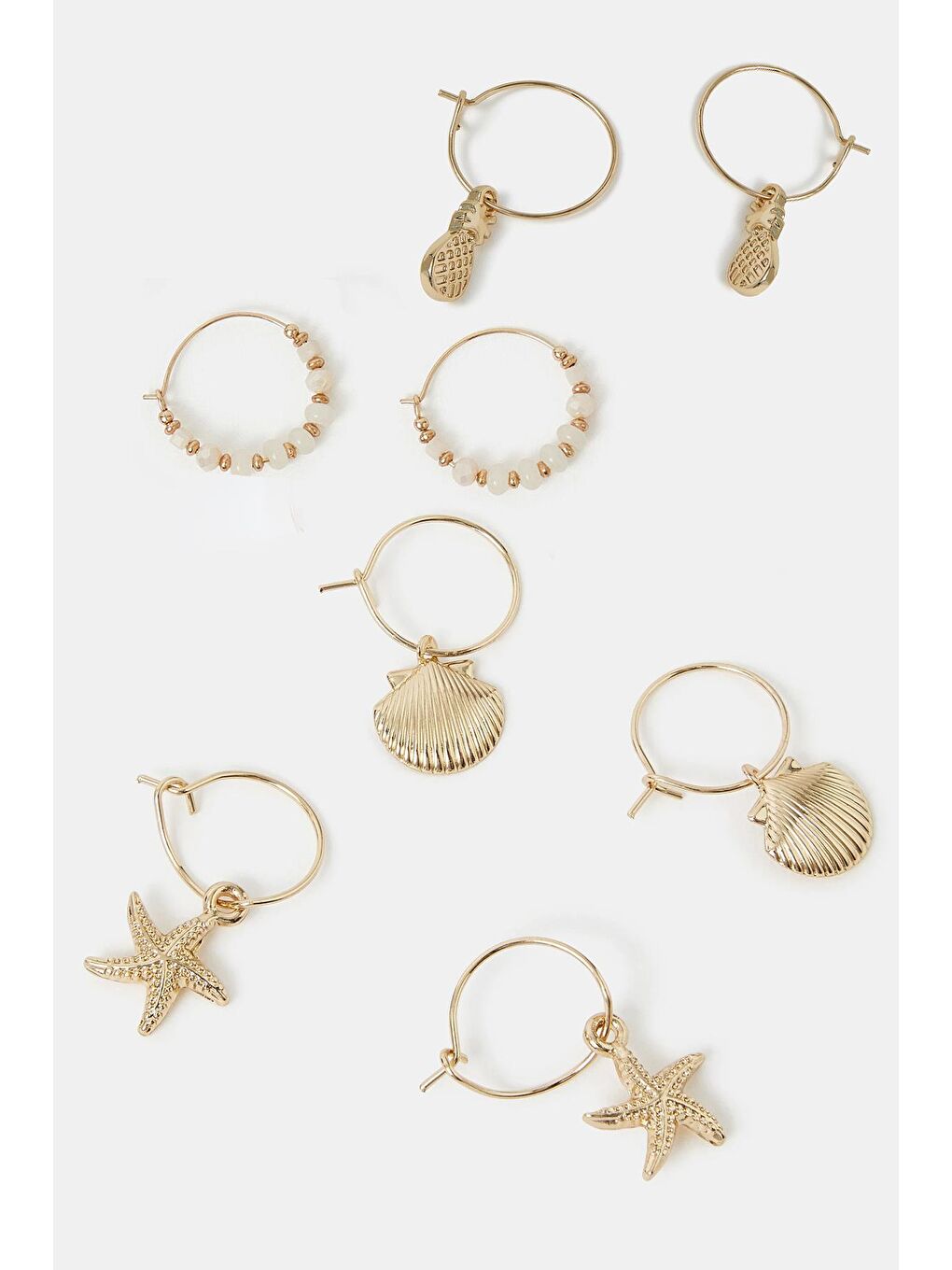 Sarı Okyanus Figürleri 8 Parça Saç küpesi Seti