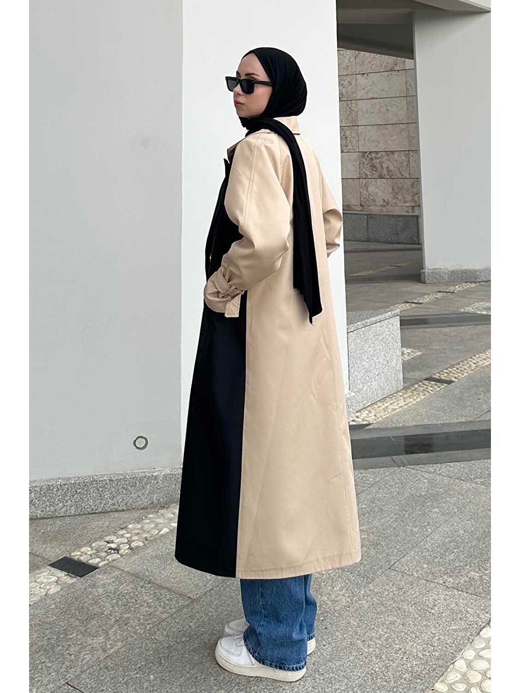 Retrica İki Renk Trençkot Bej-3