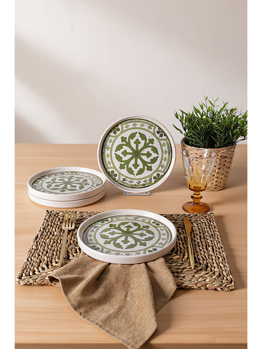 Karışık Timeless Green Stackable Pasta Tabağı 21 Cm 4 Adet-1