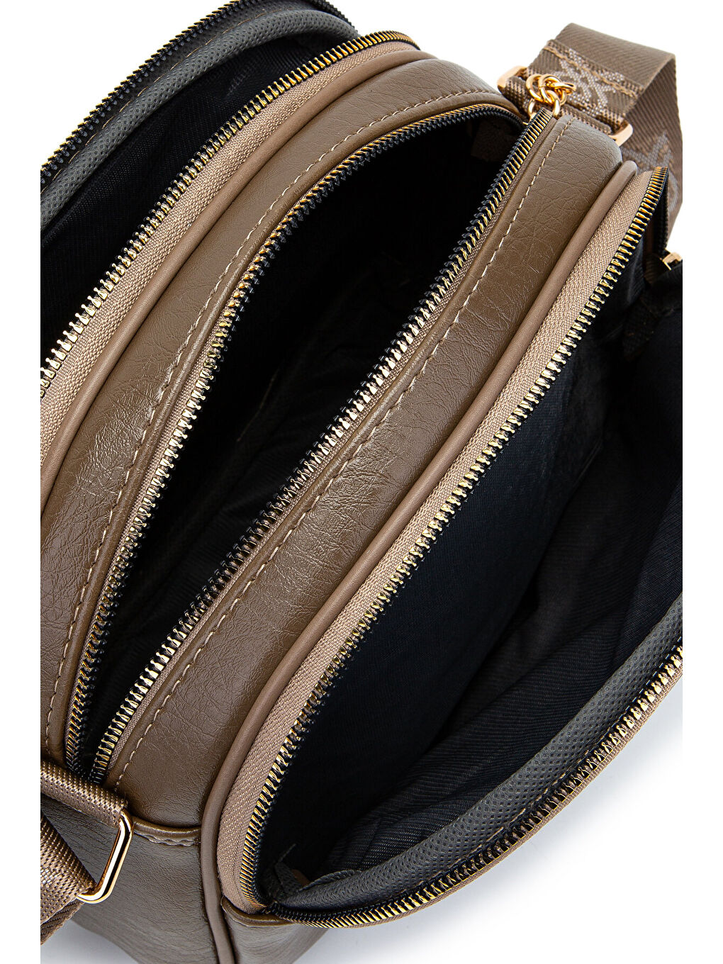 Bej Fermuarlı Çok Göz Willson Kadın Çapraz Çanta Vizon-4