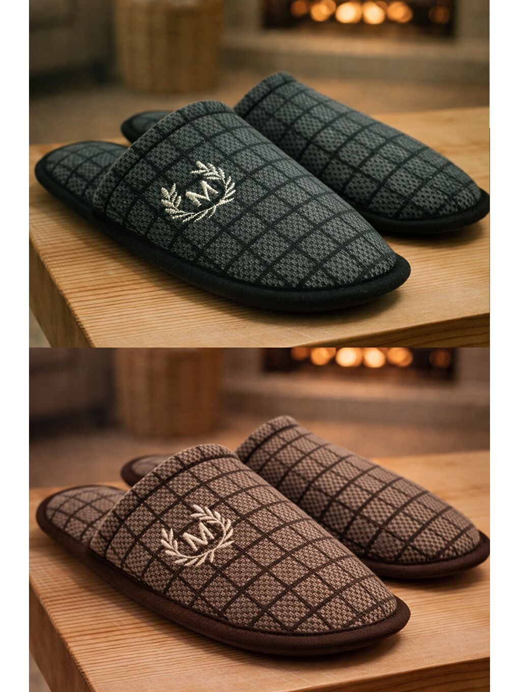 Haki 2'Lİ Paket Motif Erkek Terlik Ev Terliği-4