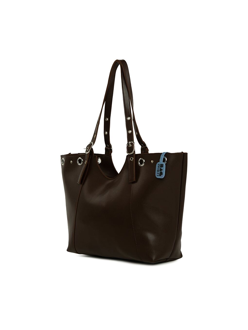 Kahverengi Kuş Gözü Detaylı Kemerli Tote Çanta-1