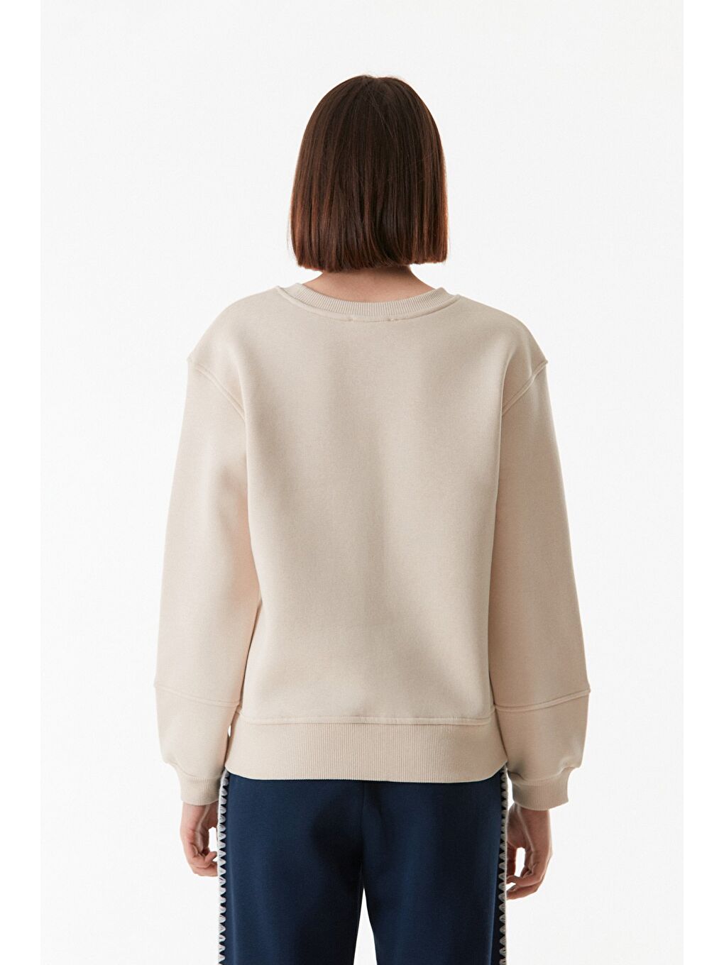 Fullamoda Bej Basic Beli Lastikli Sweatshirt - 3