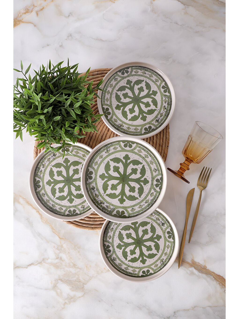 Karışık Timeless Green Stackable Pasta Tabağı 21 Cm 4 Adet-2