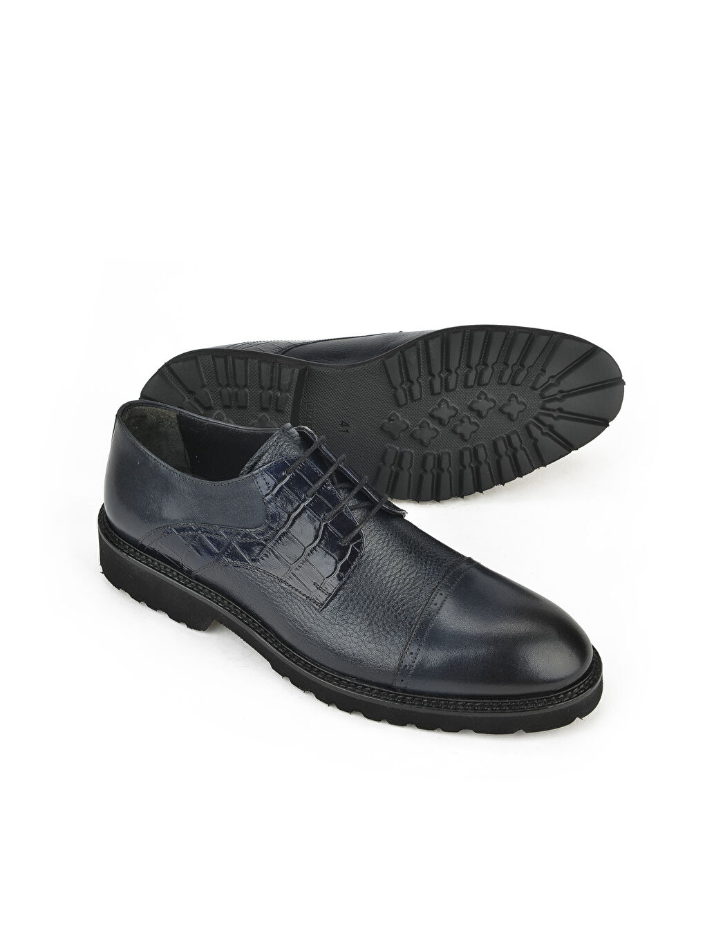 Erkek Hakiki Deri Ayakkabı 141145Z619 Lacivert-1