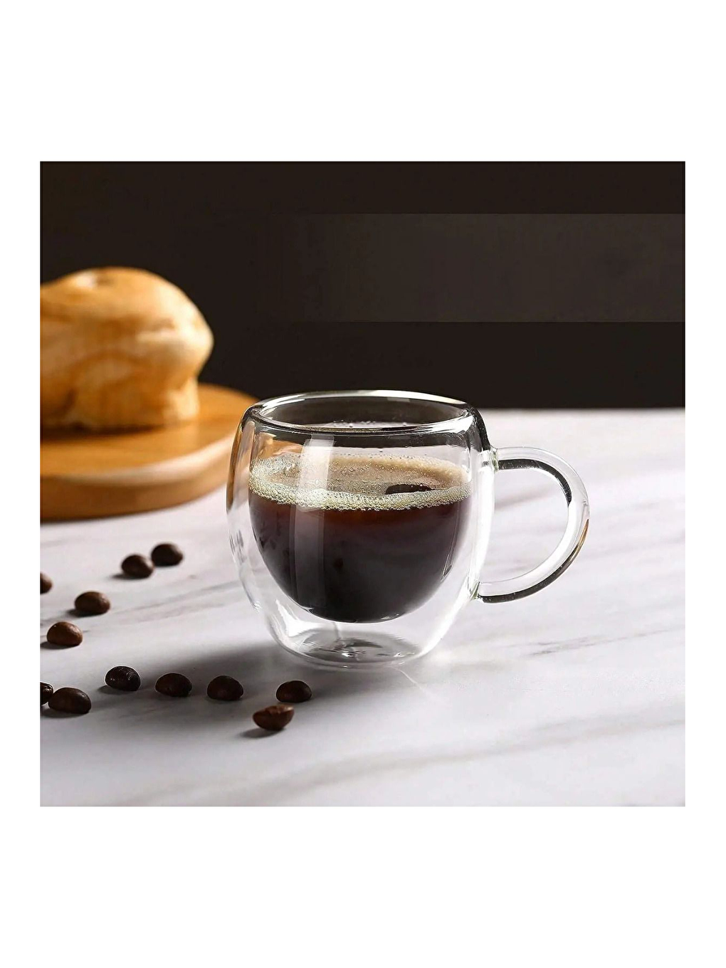 Renksiz Bambu Tabaklı Çift Cidarlı Türk Kahvesi Fincanı 3 Adet-4