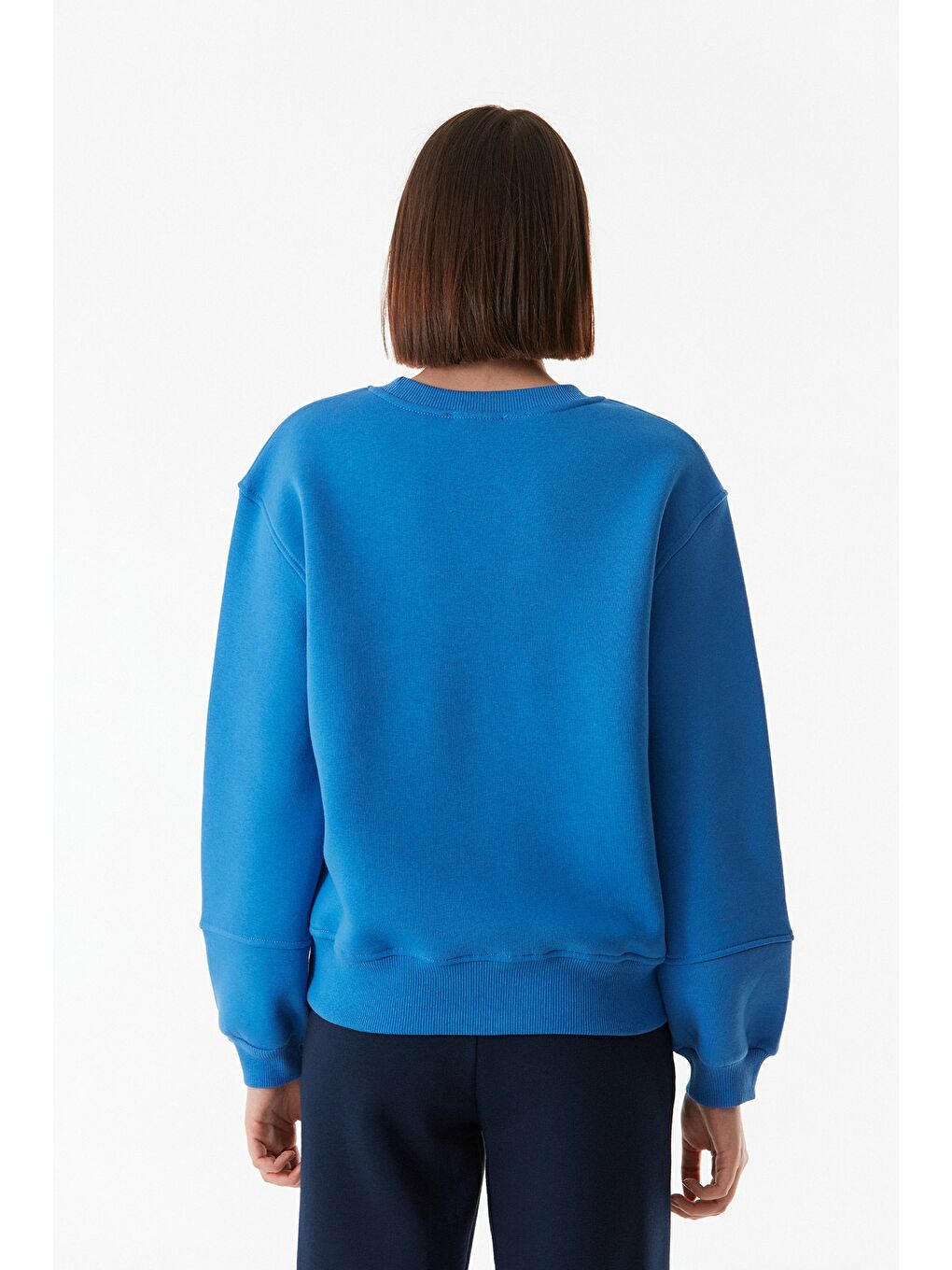 Fullamoda Mavi Basic Beli Lastikli Sweatshirt - 4