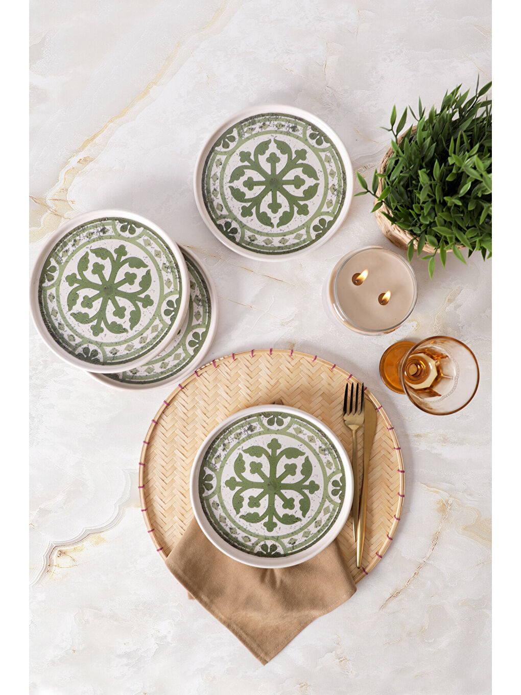 Karışık Timeless Green Stackable Pasta Tabağı 21 Cm 4 Adet-3