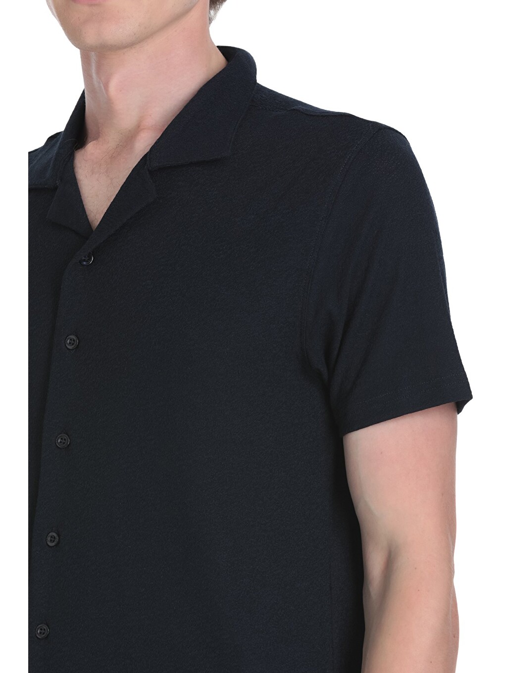 Lacivert Regular Fit Apaş Yaka Gömlek-3