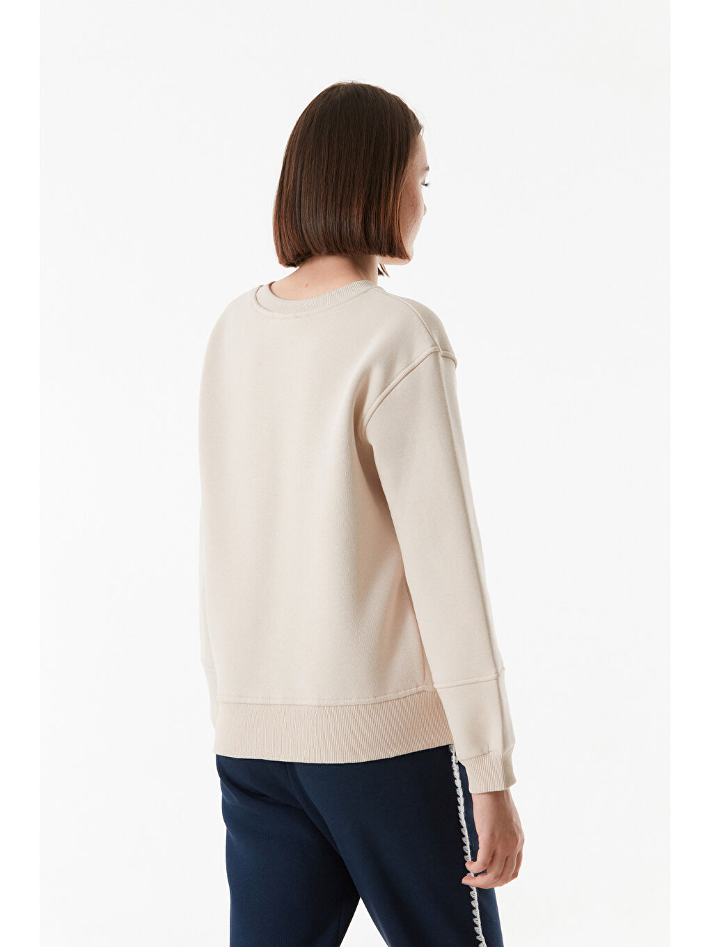 Fullamoda Bej Basic Beli Lastikli Sweatshirt - 4