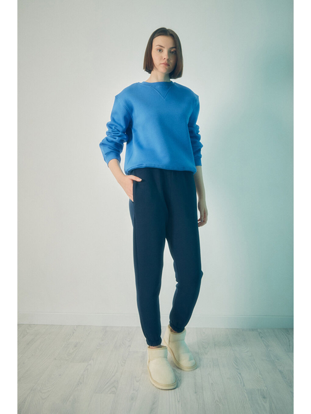 Lacivert Beli Lastikli Cepli Jogger Eşofman Altı