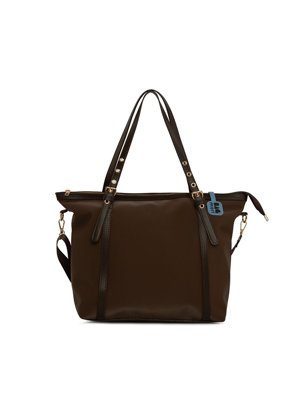 Kahverengi Kemer Detaylı Saten Tote Çanta