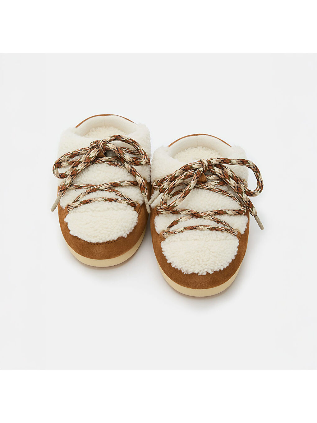 Kahverengi Kadın Terlik 80D1470100-MA03 Evx Mule Shearling Whisky/Off White-3