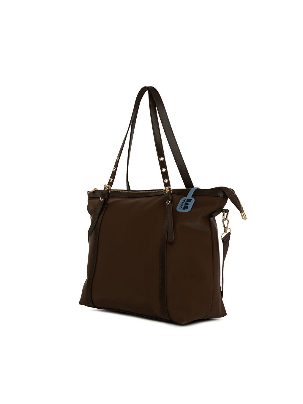 Kahverengi Kemer Detaylı Saten Tote Çanta-1