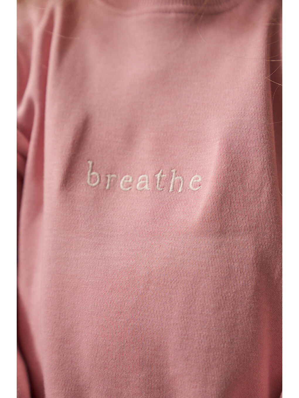 Pembe Nakışlı Oversize Uzun Kollu T-shirt-3