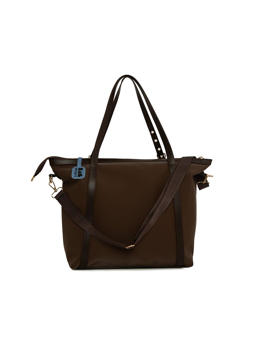 Kahverengi Kemer Detaylı Saten Tote Çanta-2