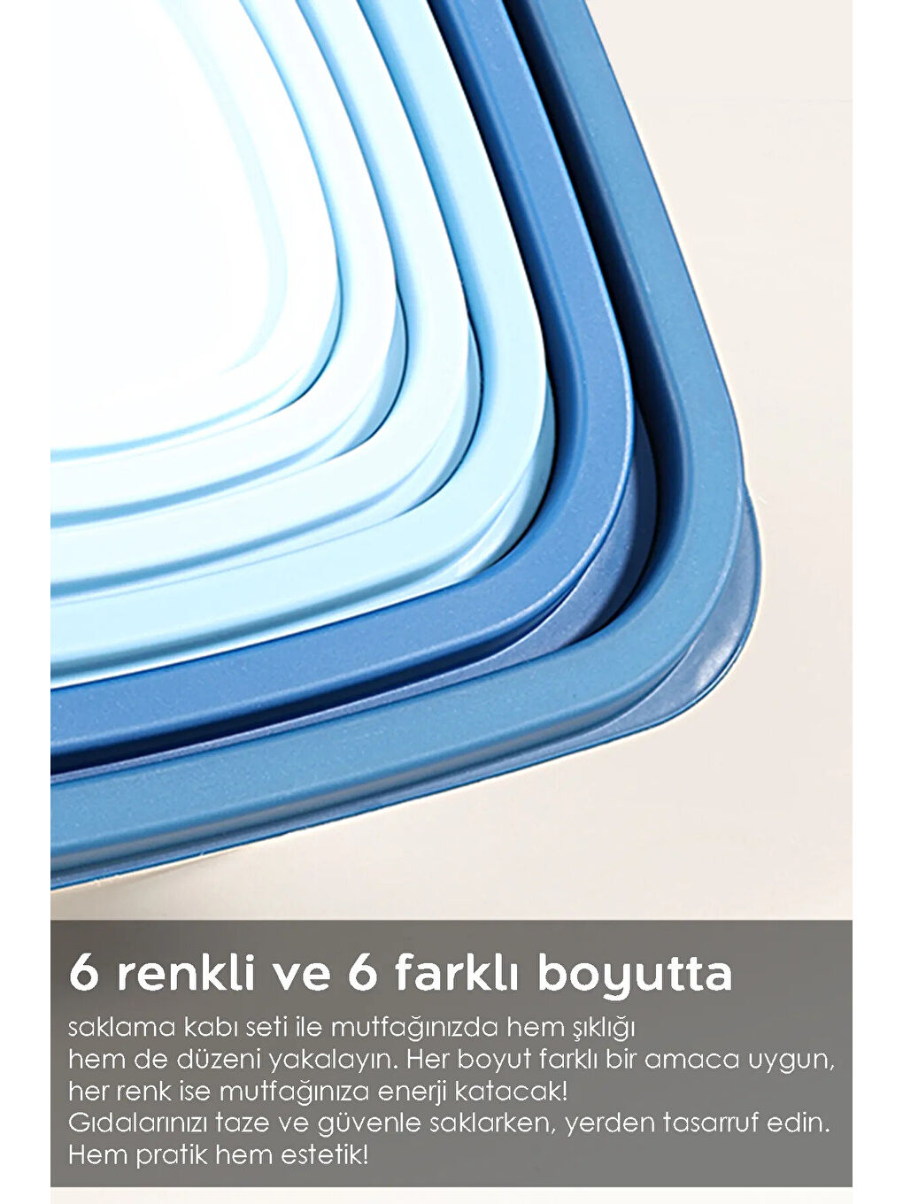 Mavi 12'li Kare Erzak Gıda Saklama Kabı Seti-5