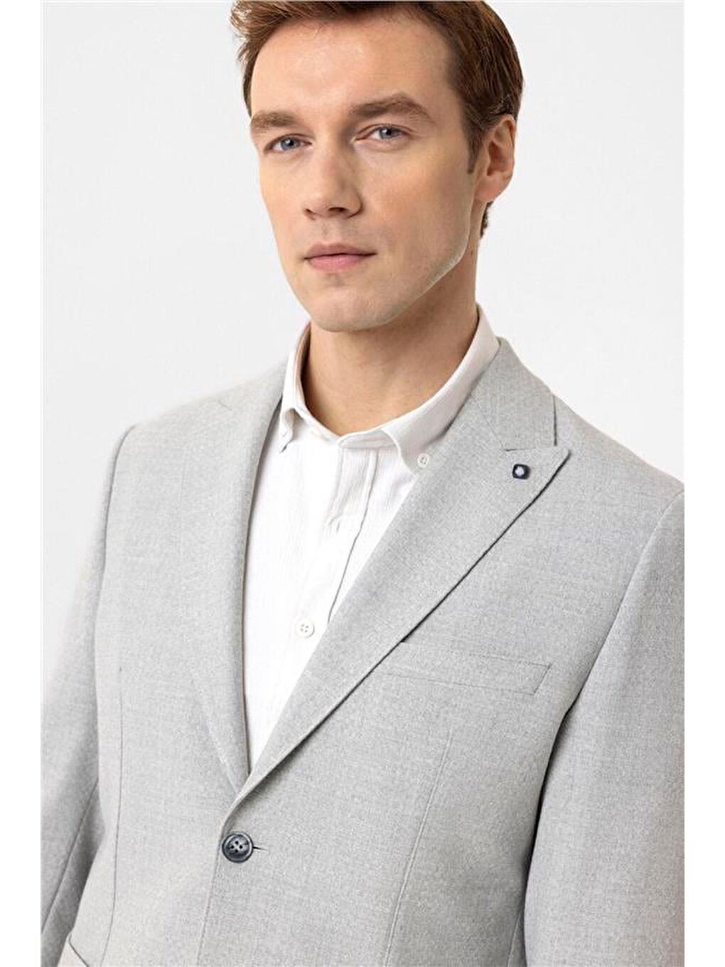 Bej Gri Slim Sivri Yaka 6 Drop Ceket-2