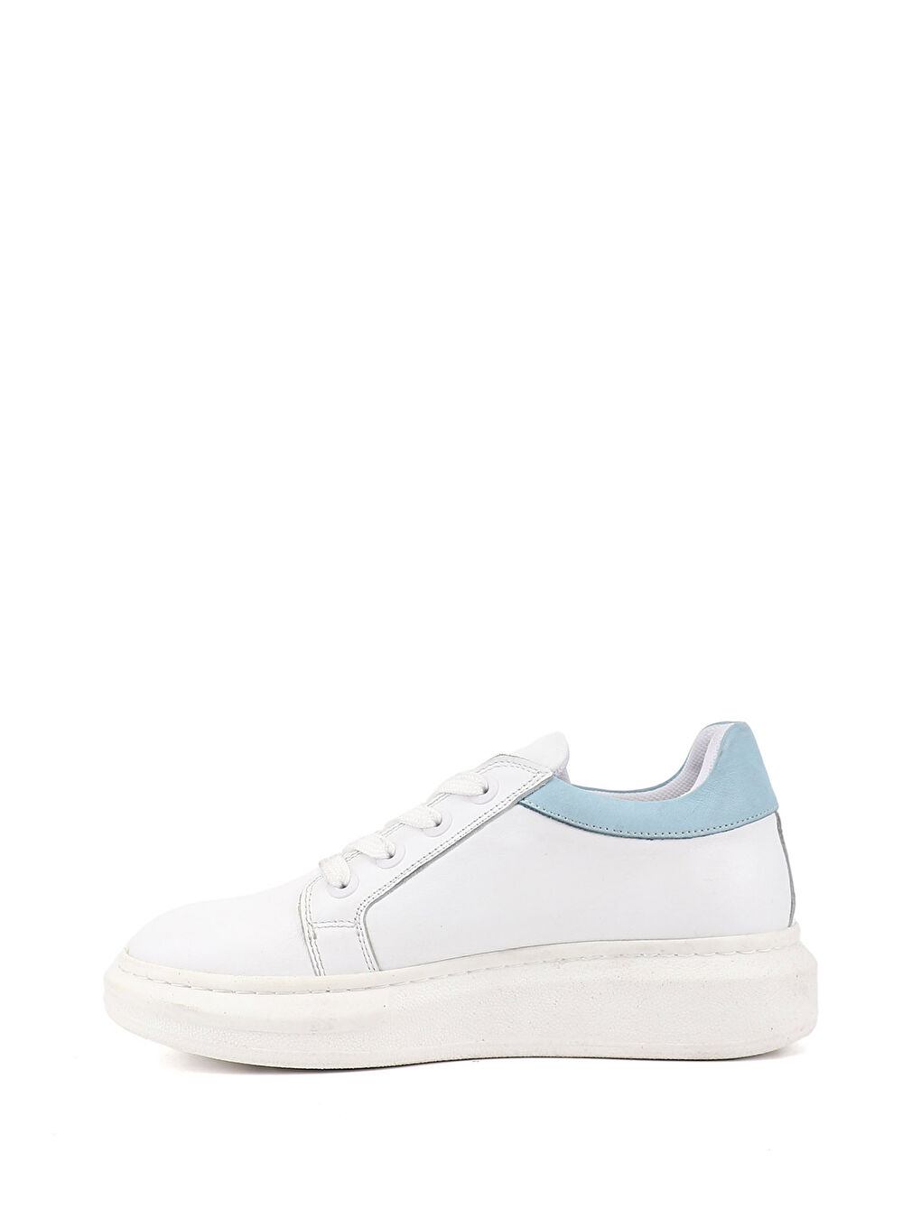 Beyaz Kadın BEYAZ Bağcıklı Dolgu Taban Hakiki Deri Sneaker-2