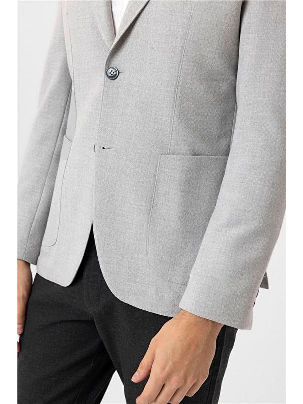 Bej Gri Slim Sivri Yaka 6 Drop Ceket-3