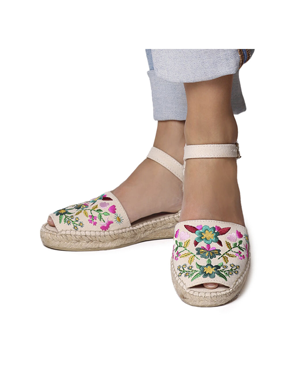 Kahverengi Kadın Sandalet Garbet Floral-3