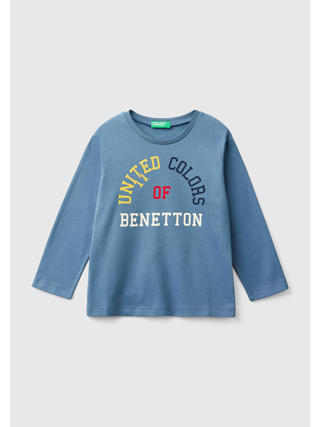 United Colors Of Benetton Erkek Çocuk Havacı Mavi Önü Logo Baskılı Sweatshirt