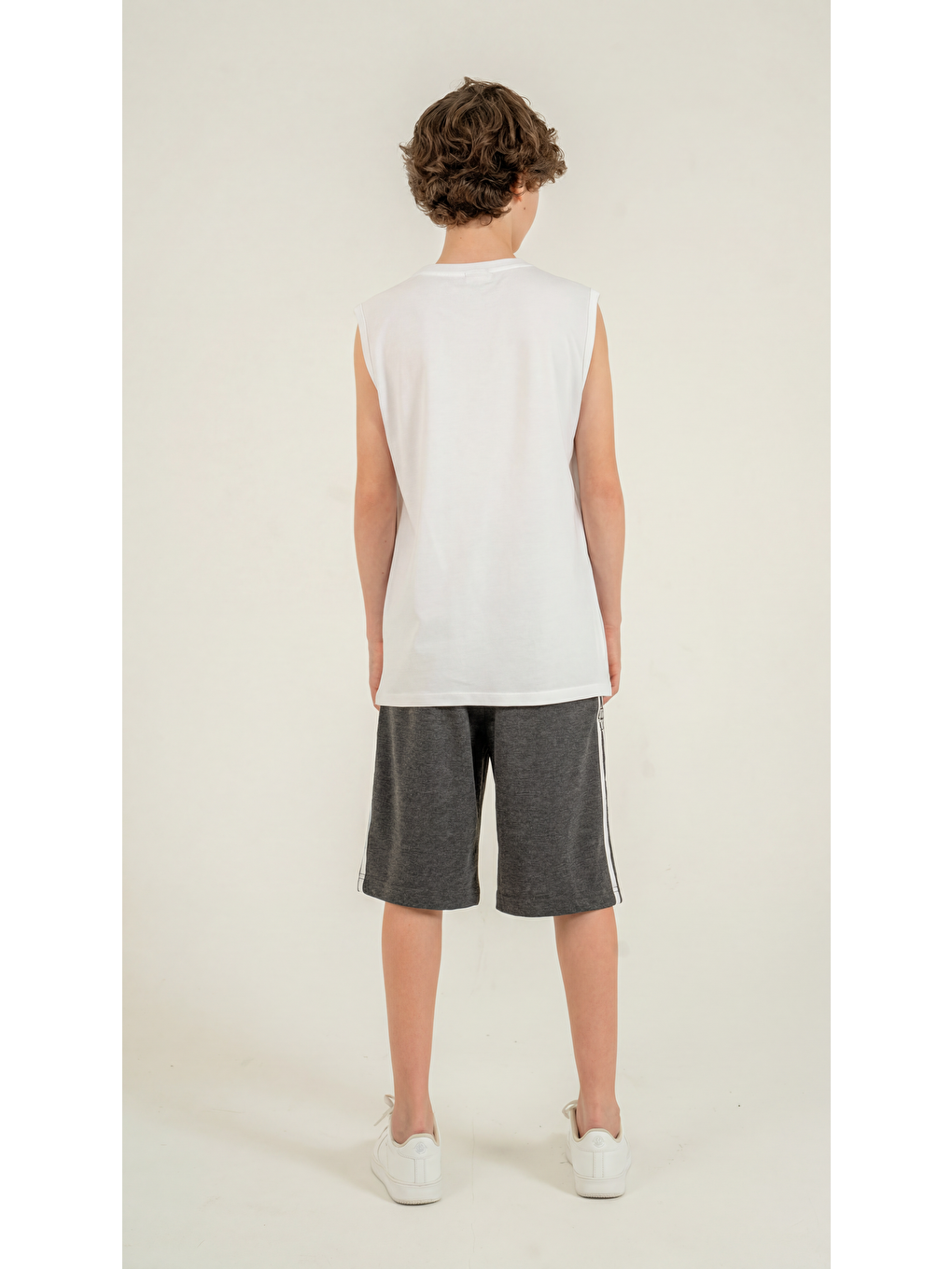 Antrasit Champion Allstar 1990 Baskılı Üst Atlet Alt Sağ Sol  Baskılı Erkek Çocuk Şort - Atlet Takımı-3