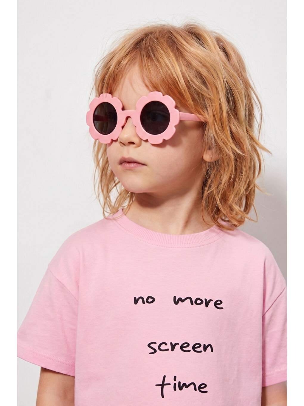 Pembe Pudra Çiçek Model Çocuk Güneş Gözlüğü