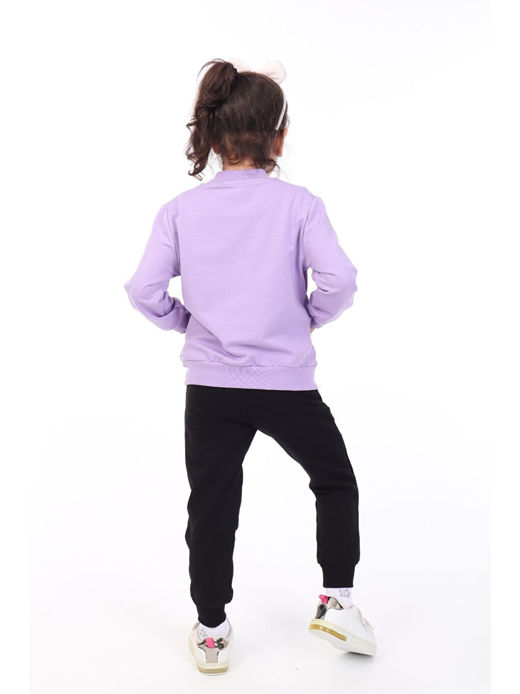 Lila Kız Çocuk 3lü Baskılı Eşofman Takım-1